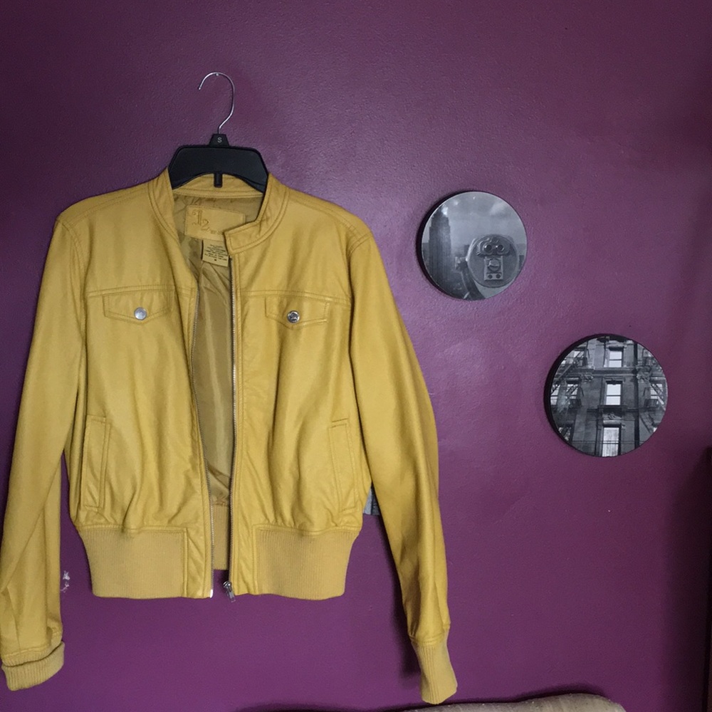 Yellow vintage polyester bomber jacket